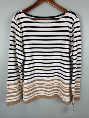 NWT Long Sleeve AUTHENTIC TALBOTS KNIT TEE - EASTBROOK STRIPE size Large
